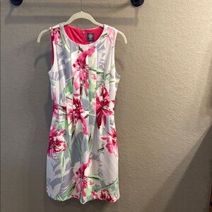 Floral Sleeveless Dress - Pink and White